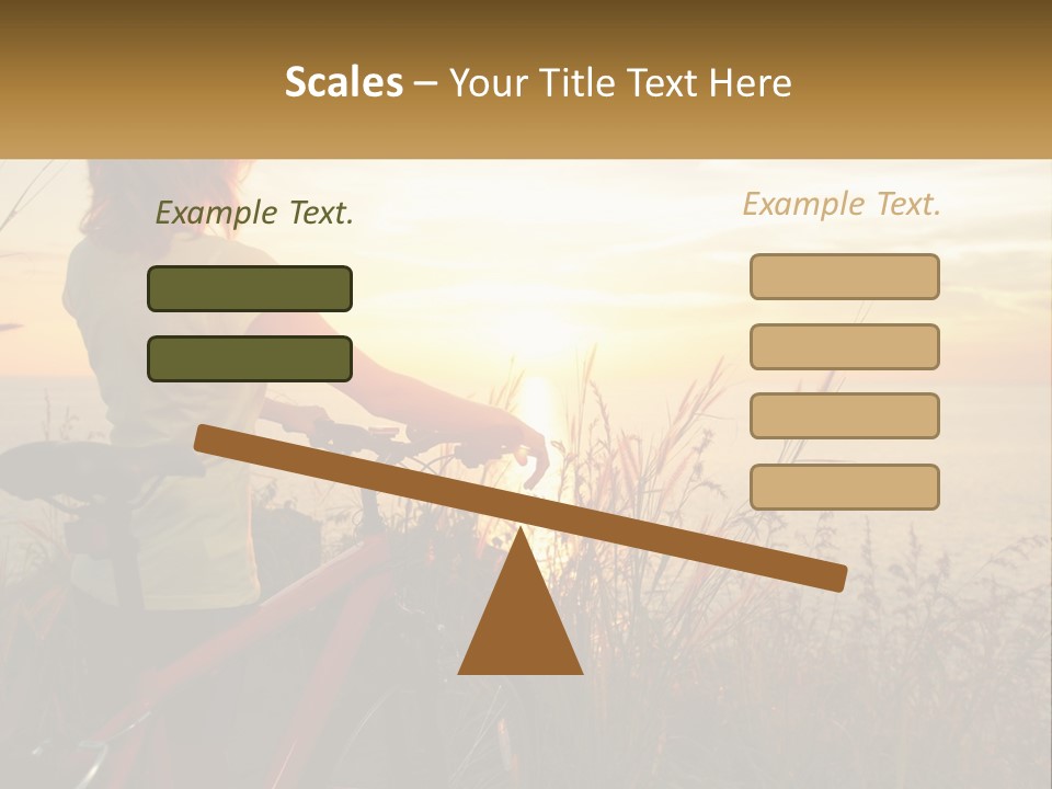 A Woman Riding A Bike Near The Ocean At Sunset PowerPoint Template