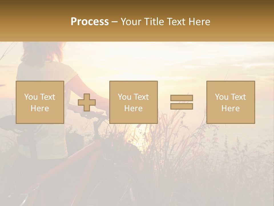 A Woman Riding A Bike Near The Ocean At Sunset PowerPoint Template
