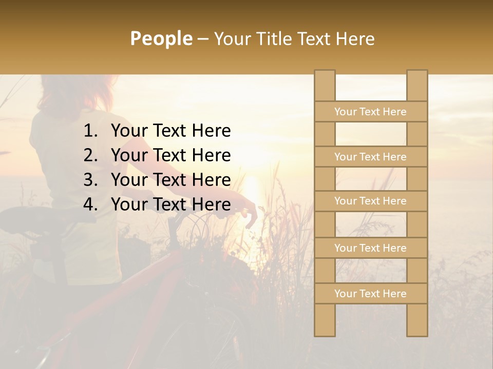 A Woman Riding A Bike Near The Ocean At Sunset PowerPoint Template