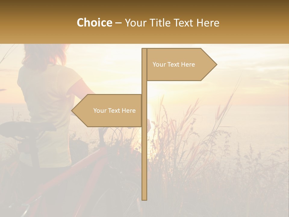 A Woman Riding A Bike Near The Ocean At Sunset PowerPoint Template