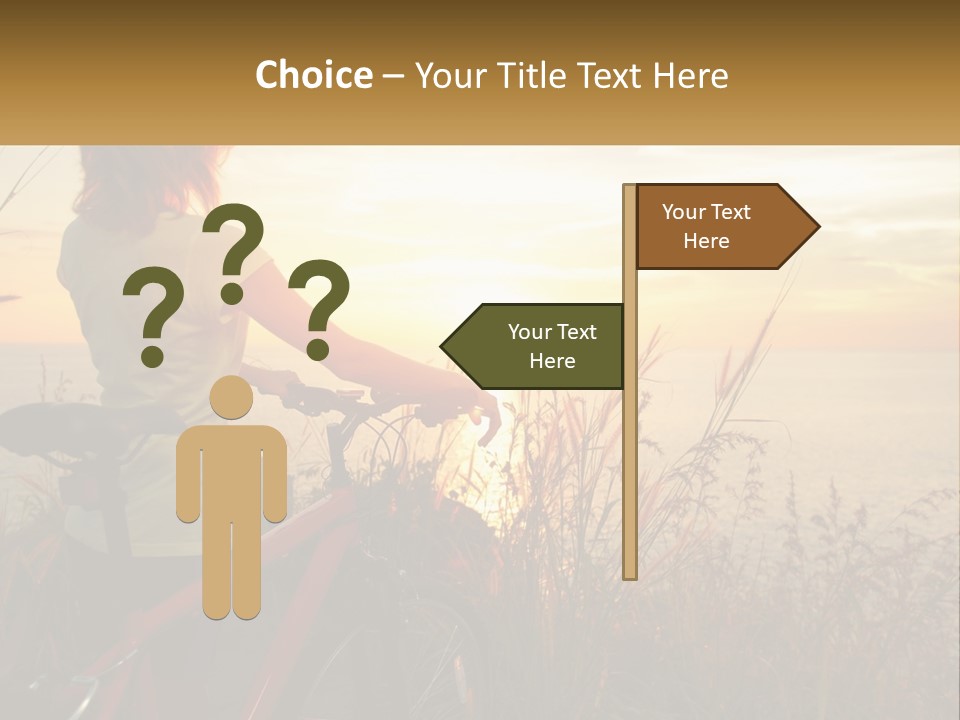 A Woman Riding A Bike Near The Ocean At Sunset PowerPoint Template