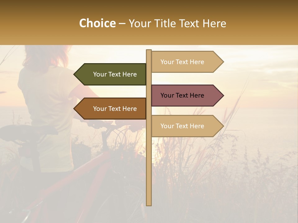 A Woman Riding A Bike Near The Ocean At Sunset PowerPoint Template