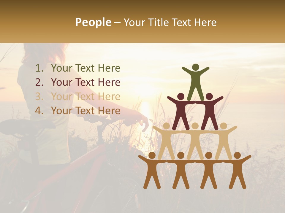 A Woman Riding A Bike Near The Ocean At Sunset PowerPoint Template