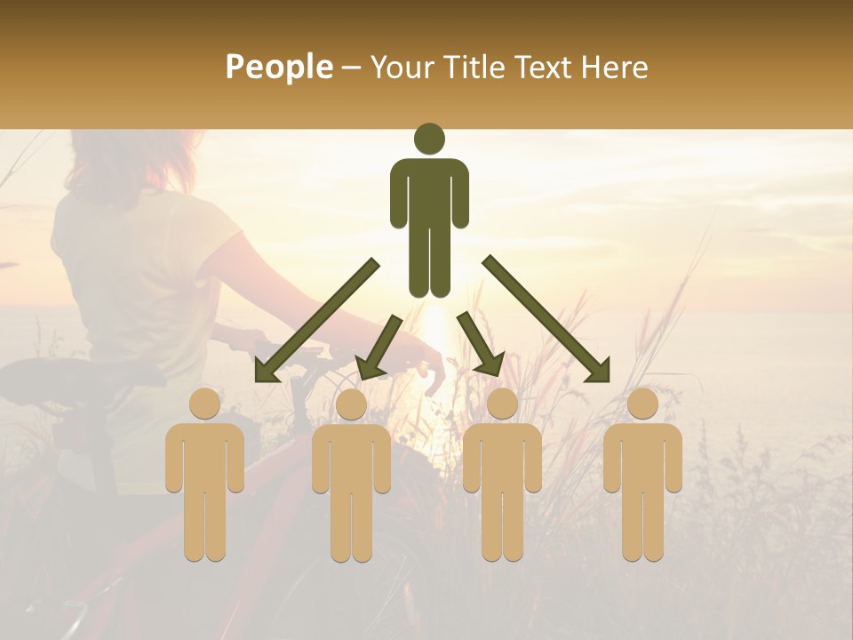 A Woman Riding A Bike Near The Ocean At Sunset PowerPoint Template