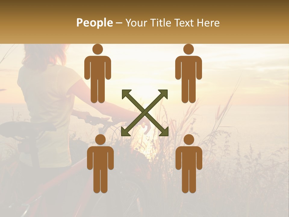 A Woman Riding A Bike Near The Ocean At Sunset PowerPoint Template