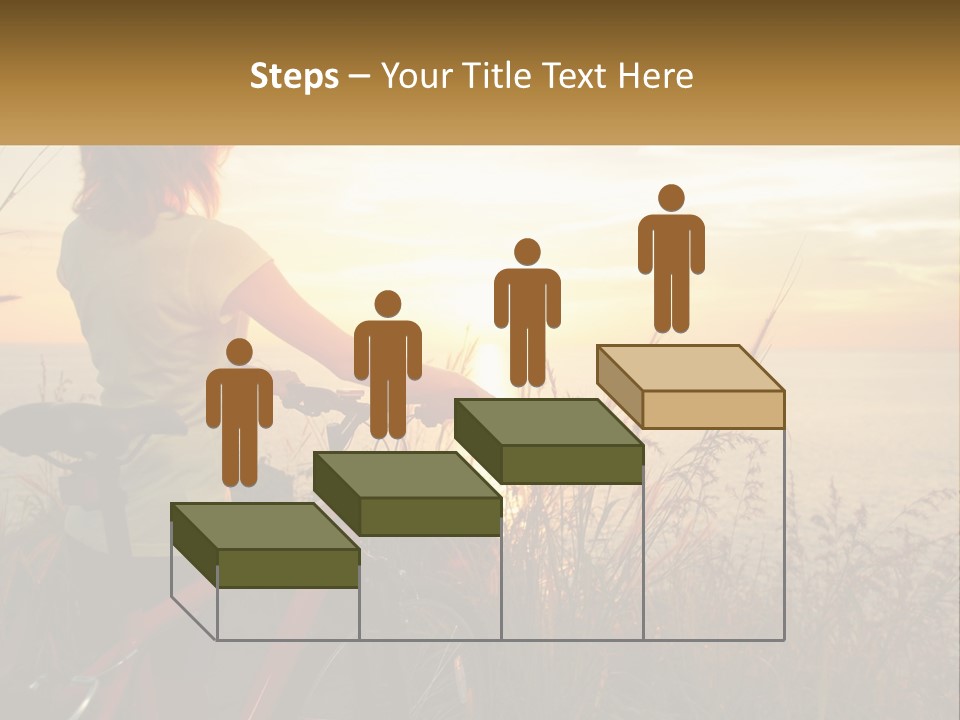 A Woman Riding A Bike Near The Ocean At Sunset PowerPoint Template