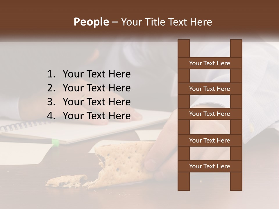 A Man Eating A Piece Of Pizza On Top Of A Wooden Table PowerPoint Template