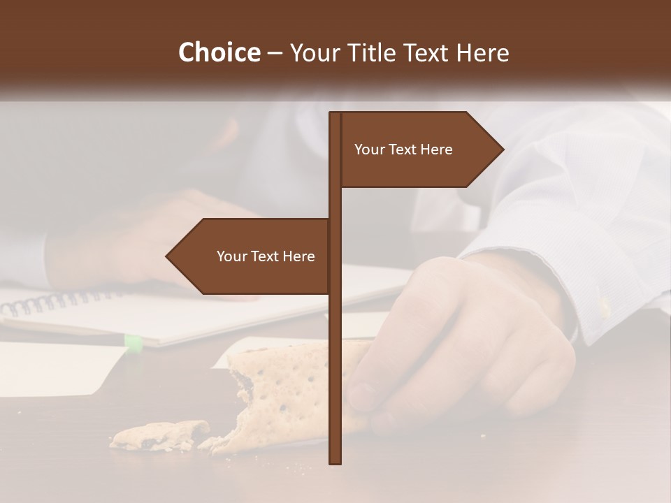 A Man Eating A Piece Of Pizza On Top Of A Wooden Table PowerPoint Template