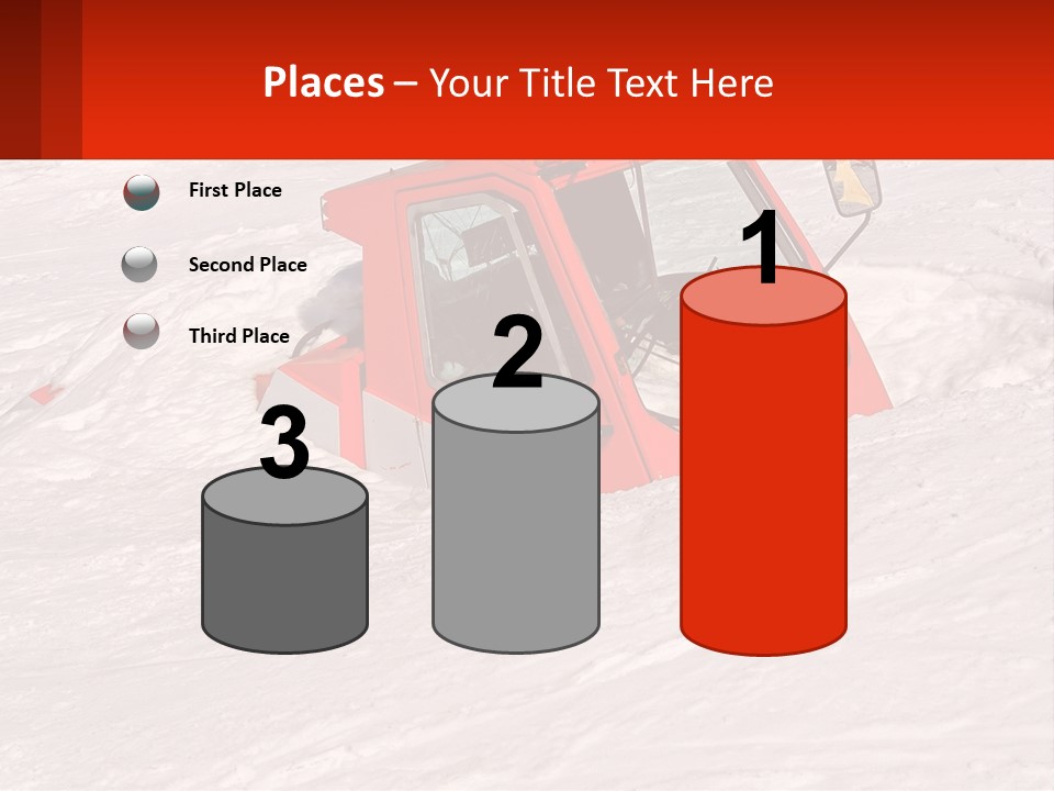 An Orange Snow Plow Is In The Snow PowerPoint Template