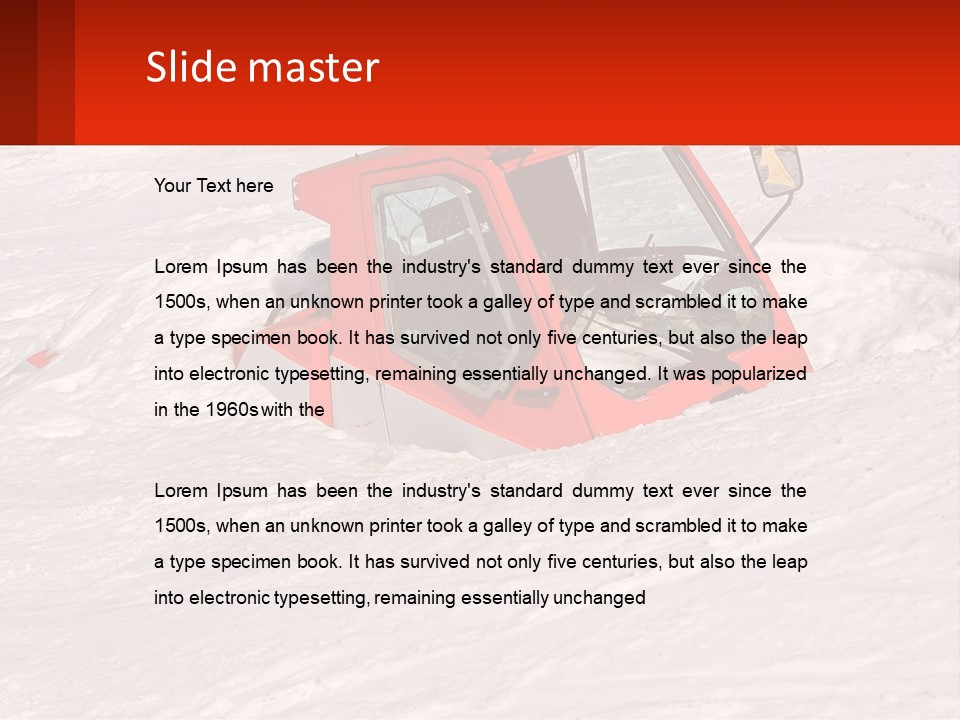 An Orange Snow Plow Is In The Snow PowerPoint Template