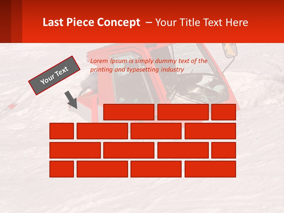 An Orange Snow Plow Is In The Snow PowerPoint Template