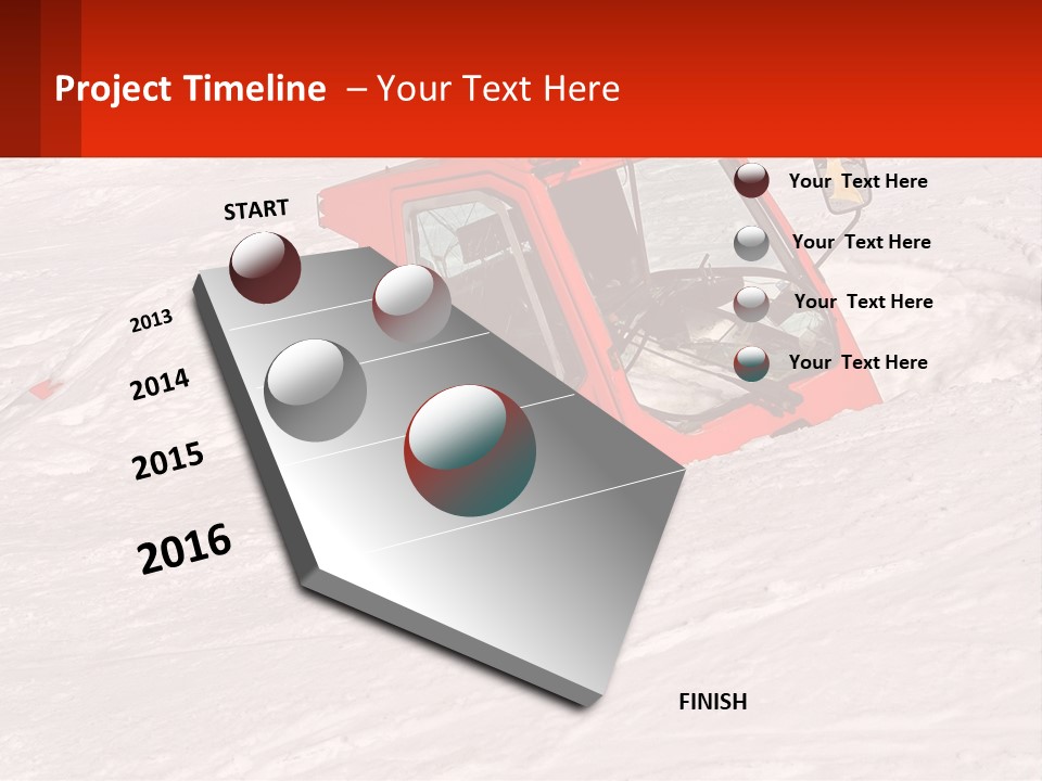 An Orange Snow Plow Is In The Snow PowerPoint Template