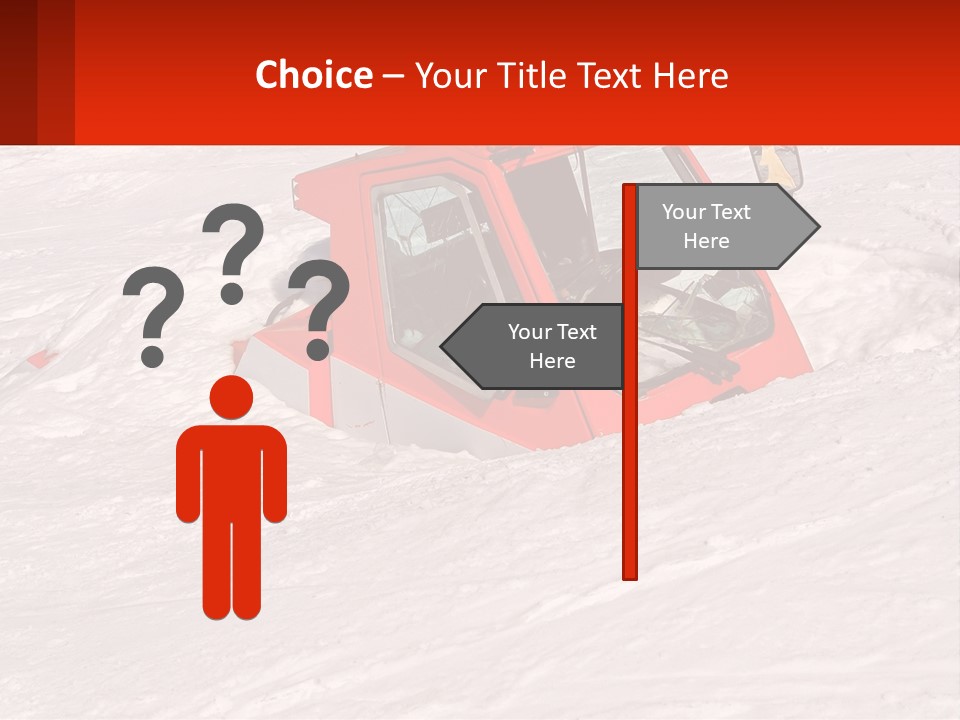 An Orange Snow Plow Is In The Snow PowerPoint Template