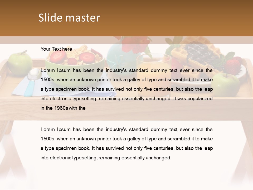 A Wooden Table Topped With A Bowl Of Fruit And A Plate Of Waffles PowerPoint Template