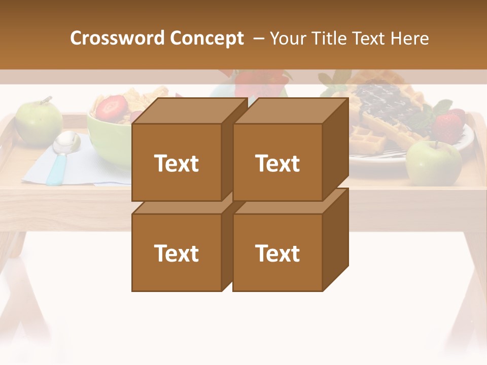 A Wooden Table Topped With A Bowl Of Fruit And A Plate Of Waffles PowerPoint Template