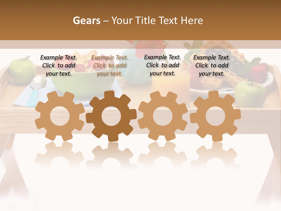 A Wooden Table Topped With A Bowl Of Fruit And A Plate Of Waffles PowerPoint Template