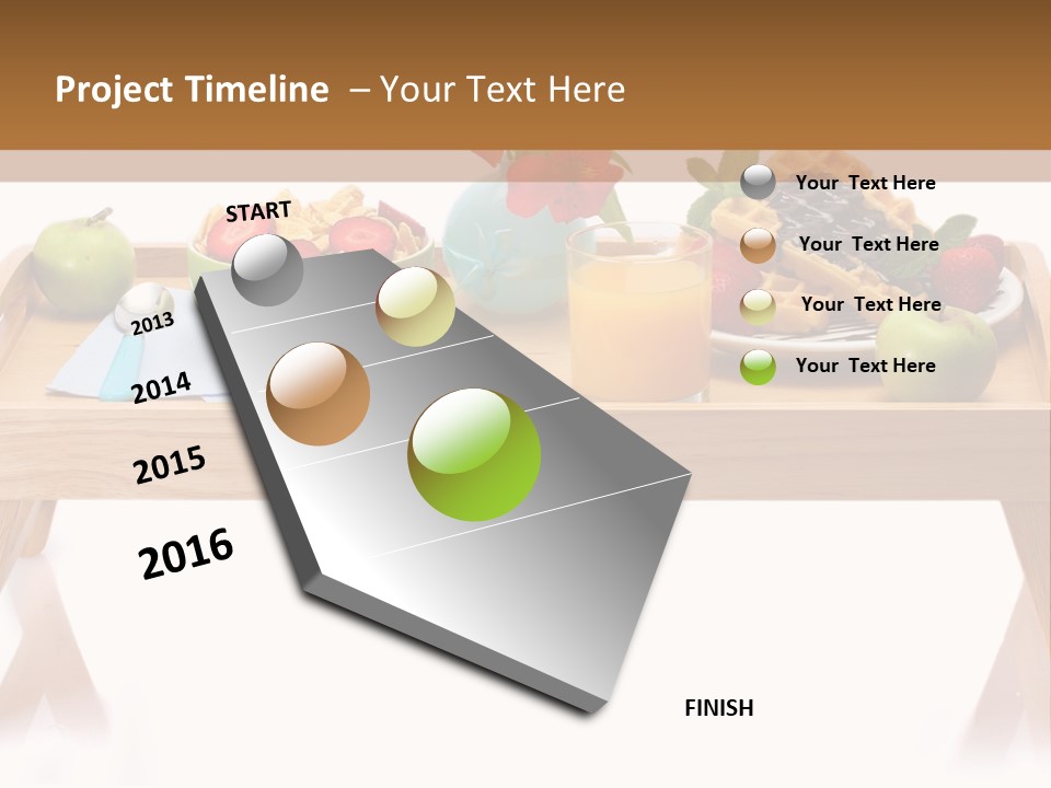 A Wooden Table Topped With A Bowl Of Fruit And A Plate Of Waffles PowerPoint Template
