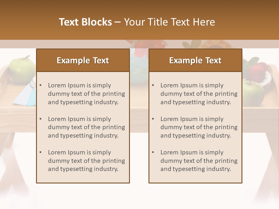A Wooden Table Topped With A Bowl Of Fruit And A Plate Of Waffles PowerPoint Template