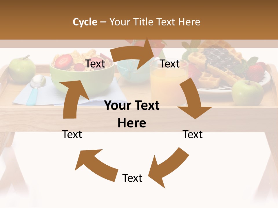 A Wooden Table Topped With A Bowl Of Fruit And A Plate Of Waffles PowerPoint Template