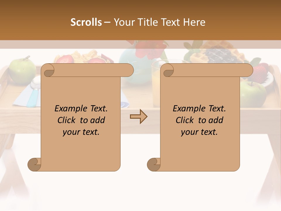 A Wooden Table Topped With A Bowl Of Fruit And A Plate Of Waffles PowerPoint Template