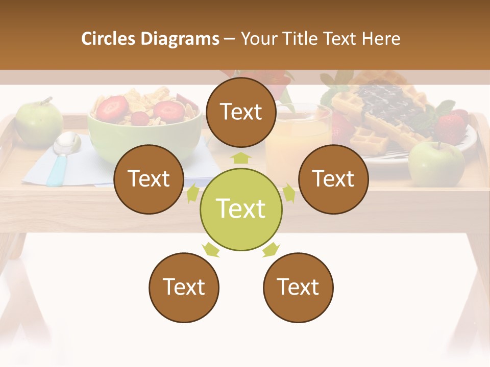 A Wooden Table Topped With A Bowl Of Fruit And A Plate Of Waffles PowerPoint Template
