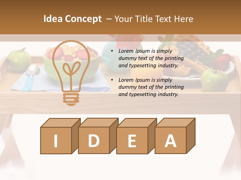 A Wooden Table Topped With A Bowl Of Fruit And A Plate Of Waffles PowerPoint Template