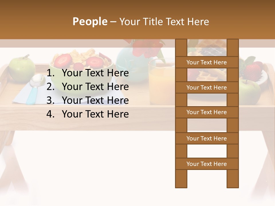 A Wooden Table Topped With A Bowl Of Fruit And A Plate Of Waffles PowerPoint Template