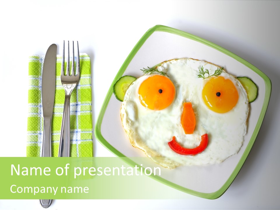 A Plate With A Fried Egg And A Face On It PowerPoint Template