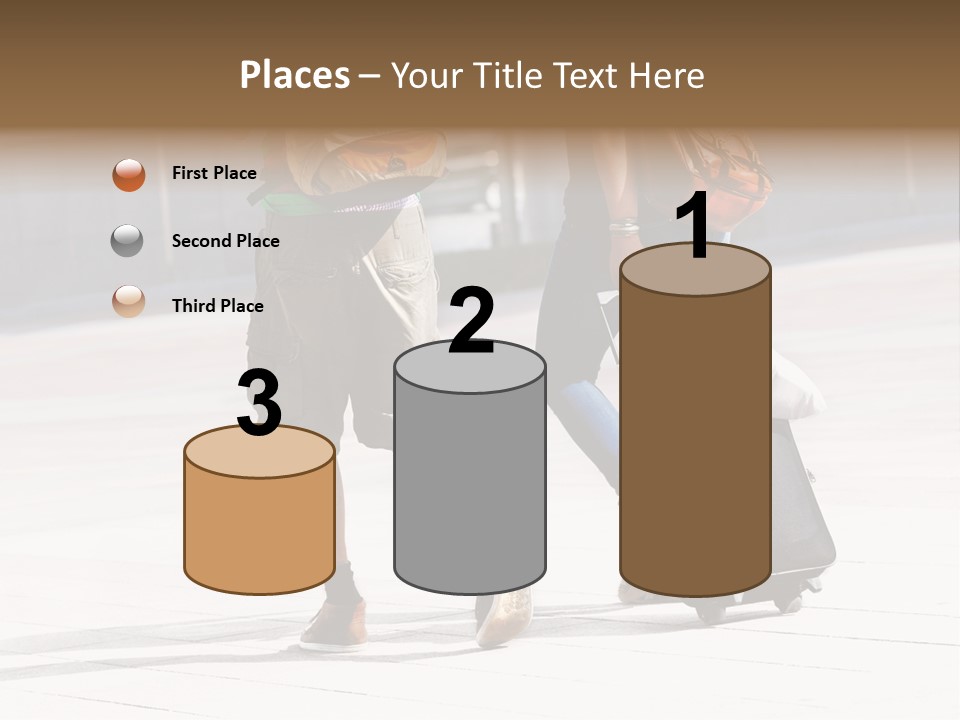 A Man And A Woman Walking Down A Street With Luggage PowerPoint Template