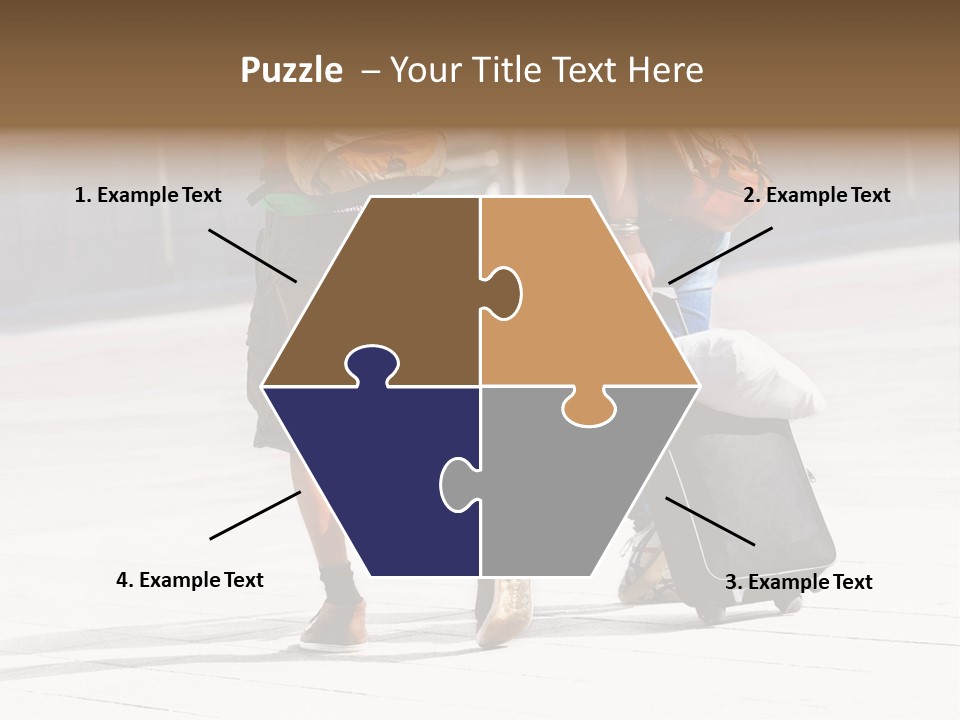 A Man And A Woman Walking Down A Street With Luggage PowerPoint Template