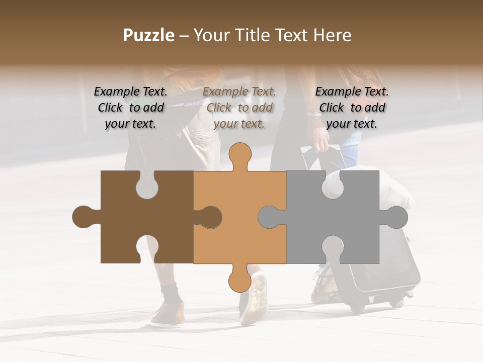 A Man And A Woman Walking Down A Street With Luggage PowerPoint Template