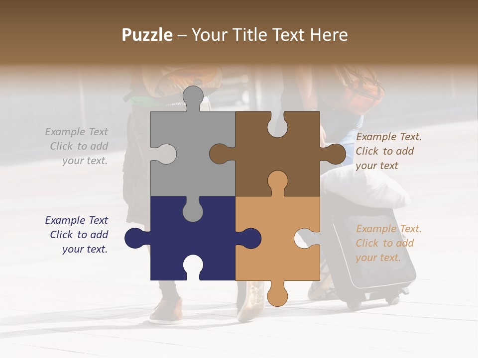 A Man And A Woman Walking Down A Street With Luggage PowerPoint Template