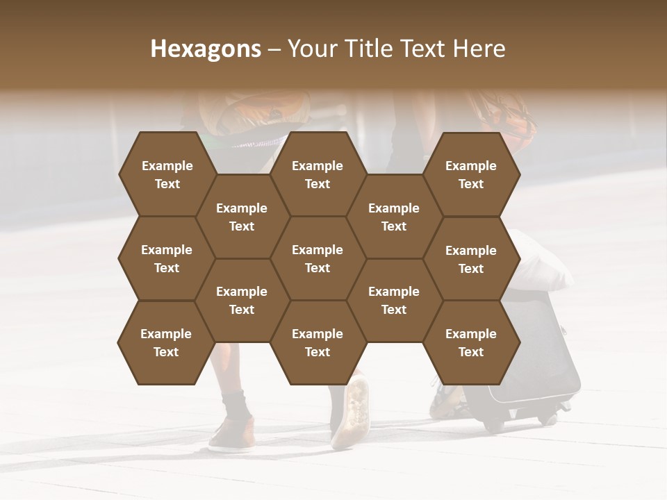 A Man And A Woman Walking Down A Street With Luggage PowerPoint Template