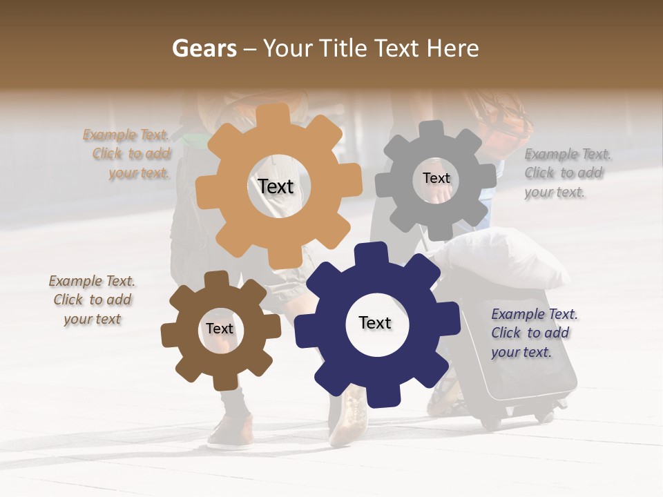 A Man And A Woman Walking Down A Street With Luggage PowerPoint Template