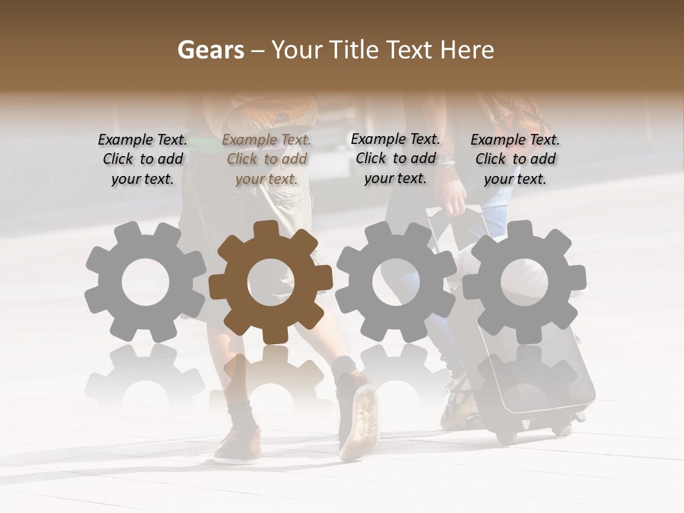 A Man And A Woman Walking Down A Street With Luggage PowerPoint Template