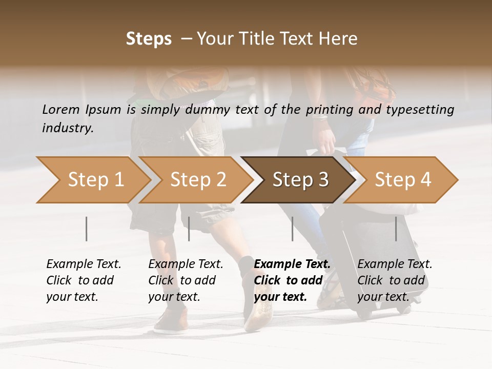 A Man And A Woman Walking Down A Street With Luggage PowerPoint Template