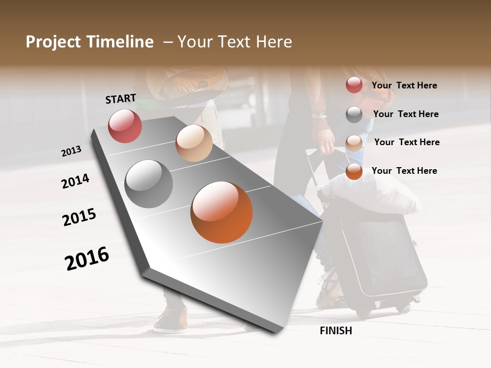 A Man And A Woman Walking Down A Street With Luggage PowerPoint Template
