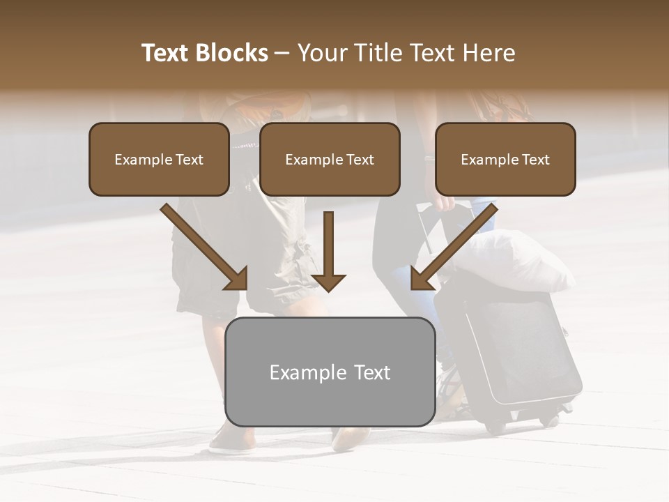 A Man And A Woman Walking Down A Street With Luggage PowerPoint Template