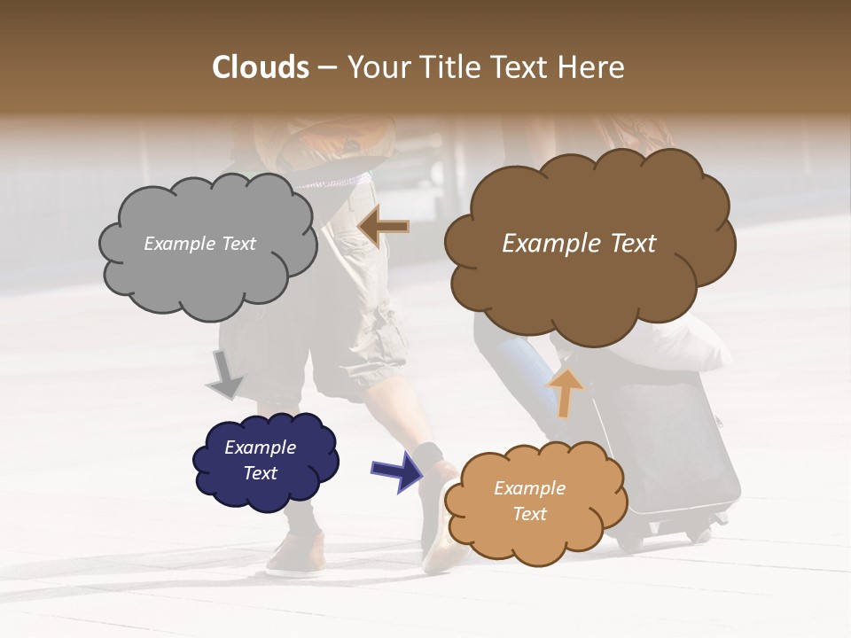 A Man And A Woman Walking Down A Street With Luggage PowerPoint Template