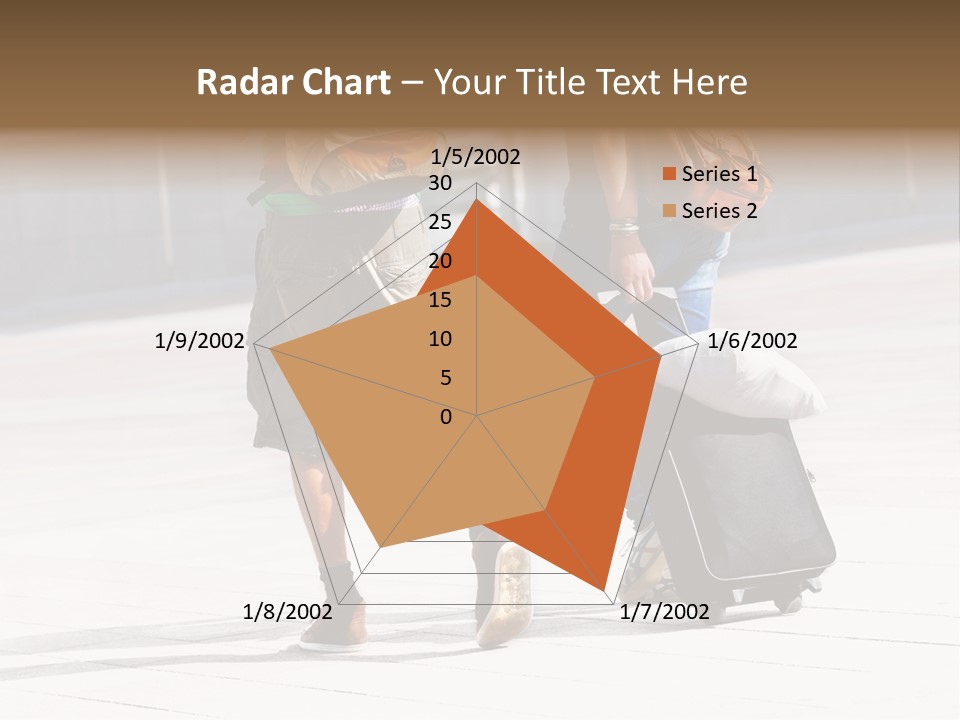 A Man And A Woman Walking Down A Street With Luggage PowerPoint Template