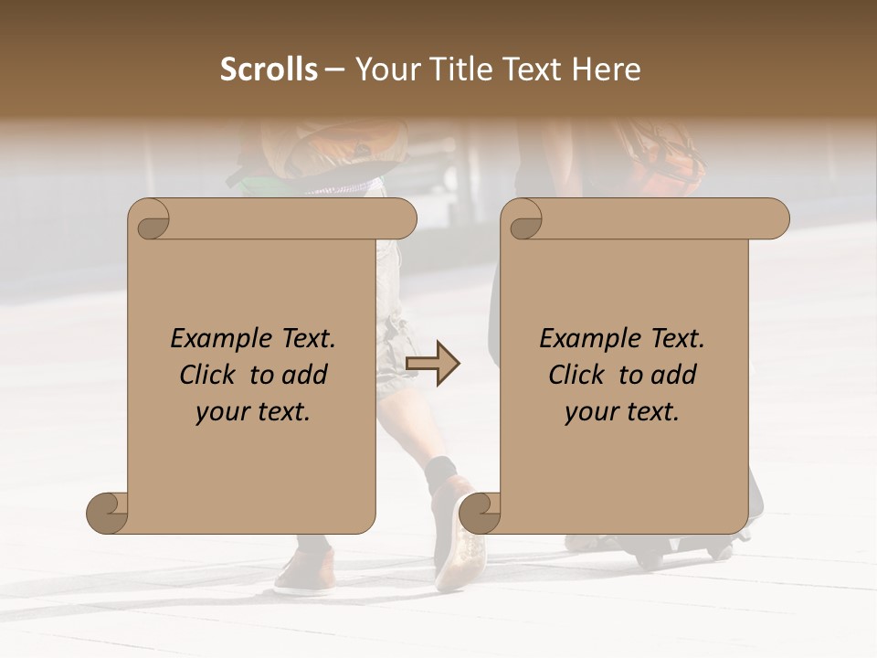 A Man And A Woman Walking Down A Street With Luggage PowerPoint Template