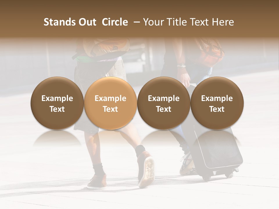 A Man And A Woman Walking Down A Street With Luggage PowerPoint Template