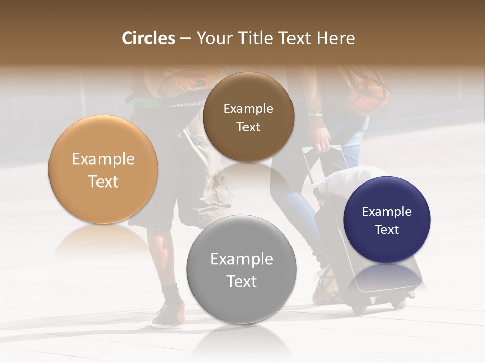 A Man And A Woman Walking Down A Street With Luggage PowerPoint Template