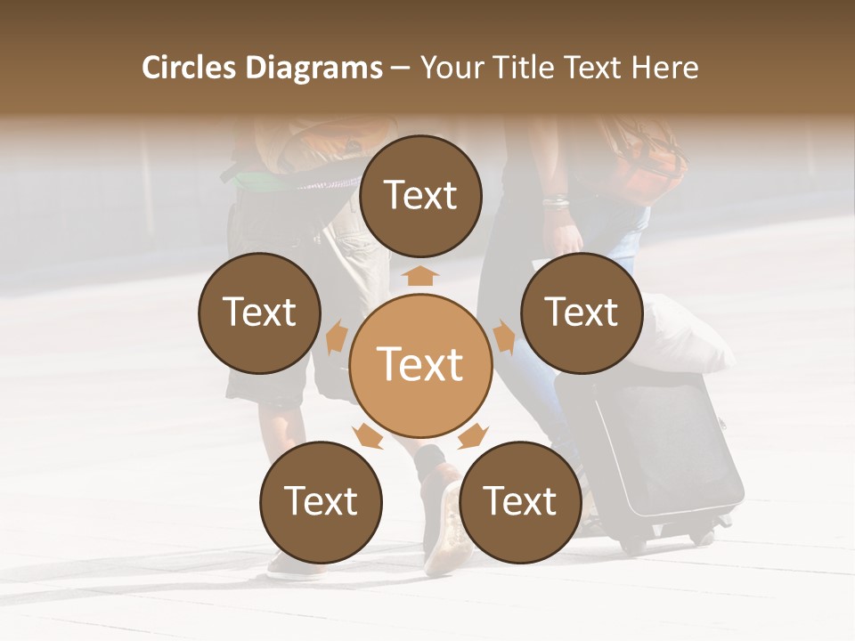 A Man And A Woman Walking Down A Street With Luggage PowerPoint Template