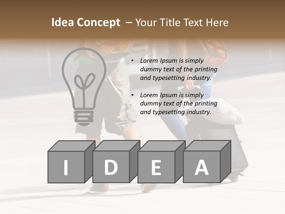 A Man And A Woman Walking Down A Street With Luggage PowerPoint Template