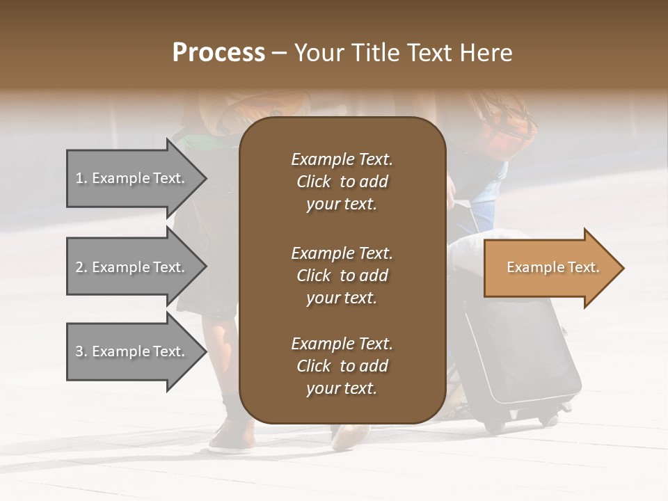 A Man And A Woman Walking Down A Street With Luggage PowerPoint Template