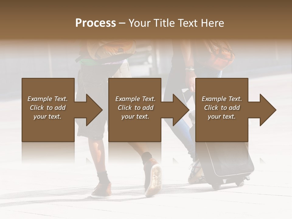 A Man And A Woman Walking Down A Street With Luggage PowerPoint Template