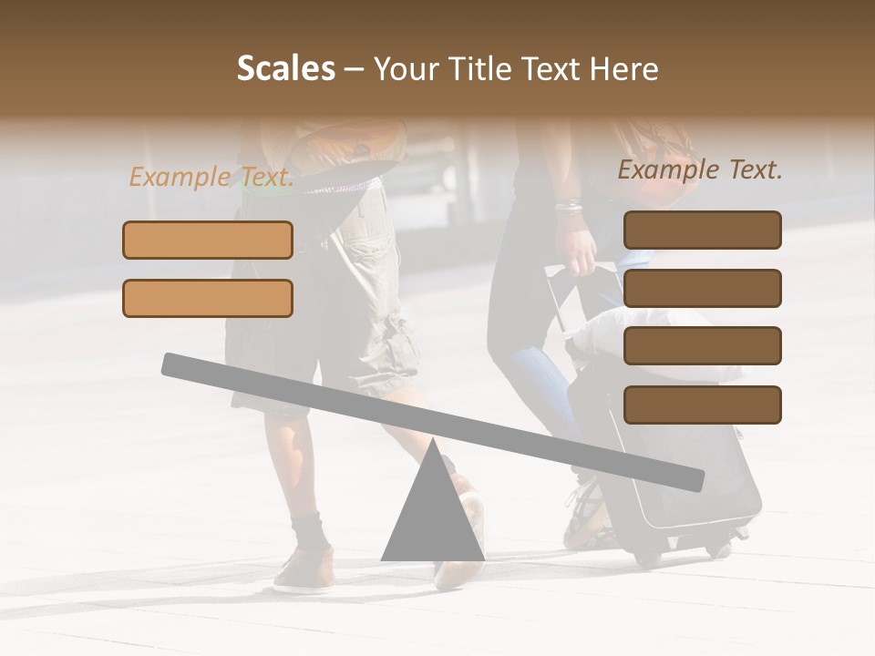 A Man And A Woman Walking Down A Street With Luggage PowerPoint Template