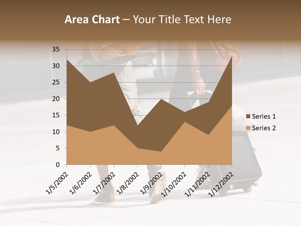 A Man And A Woman Walking Down A Street With Luggage PowerPoint Template