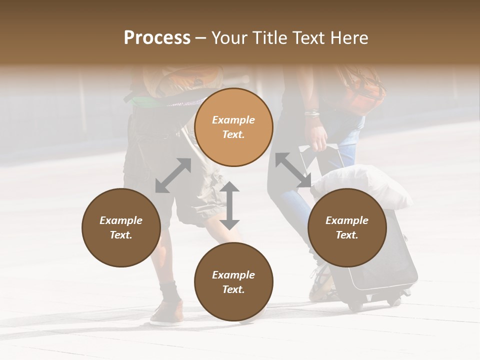 A Man And A Woman Walking Down A Street With Luggage PowerPoint Template